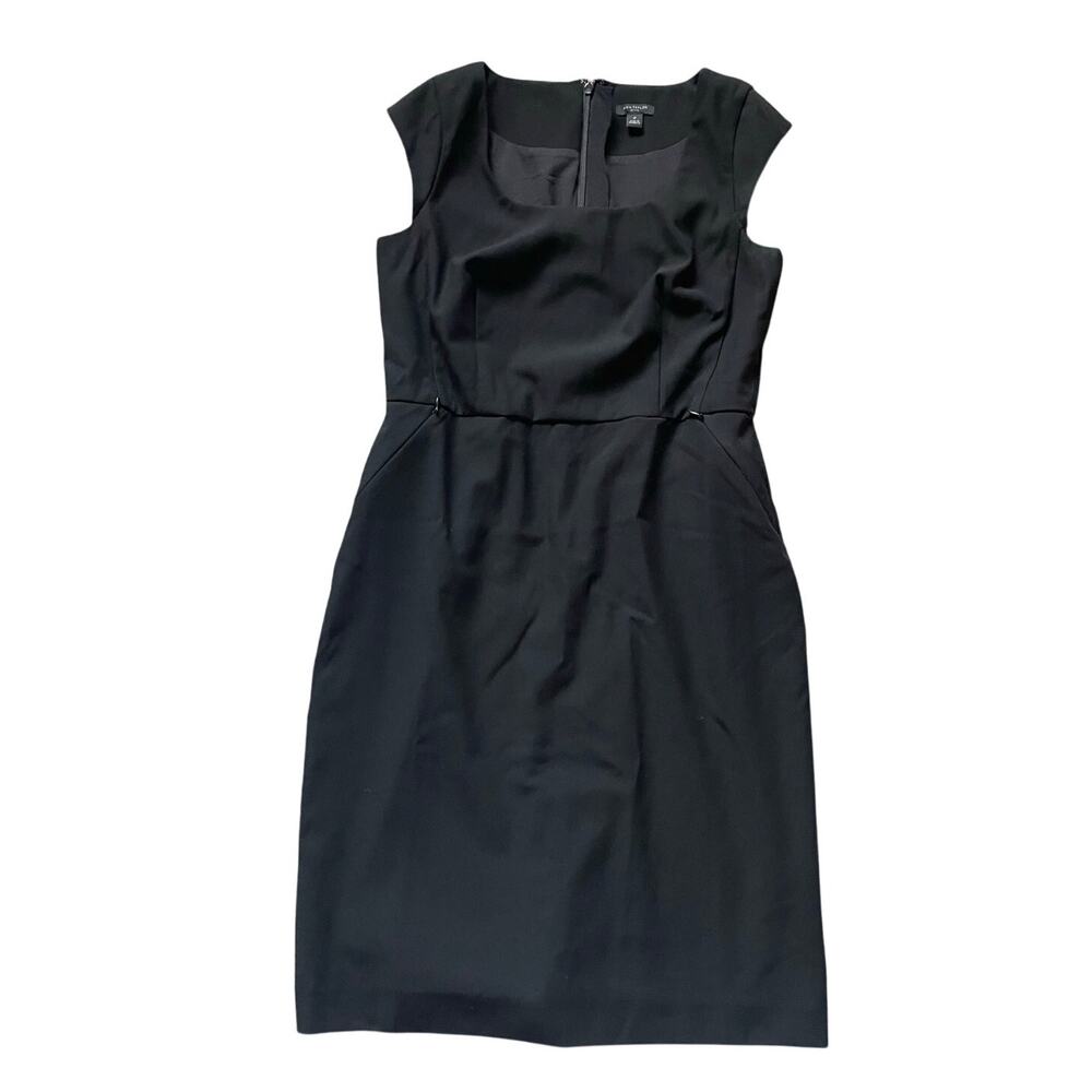 Ann Taylor Square Neck Black Dress Size 6P Small slit in back of dress Midi